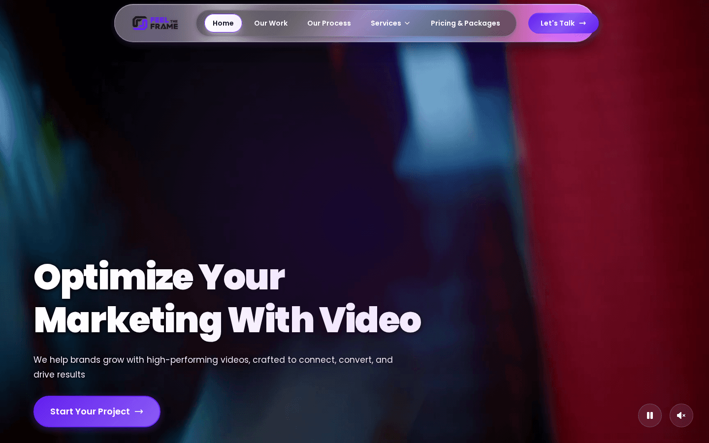Feel The Frame video production studio website